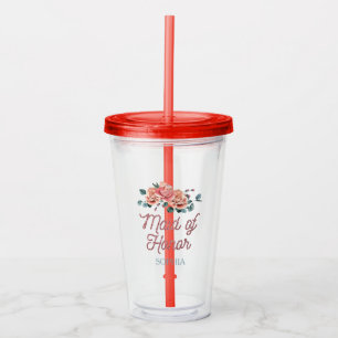 Vintage Wedding Flowers Maid of Honour  Acrylic Tu Tumbler