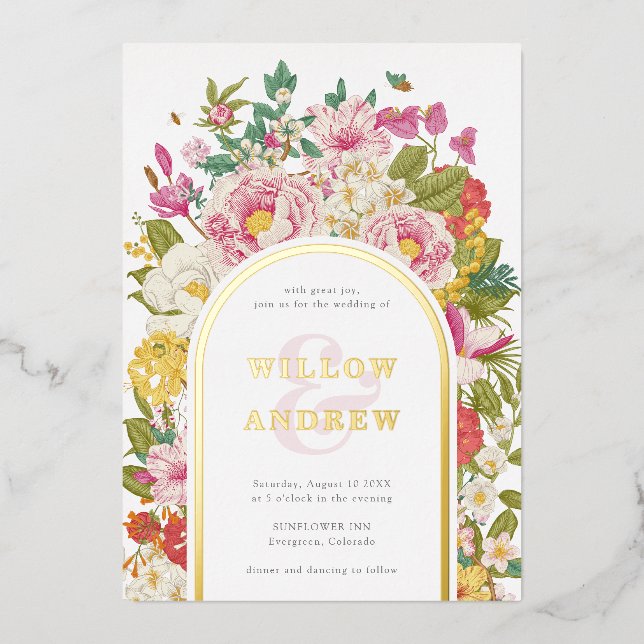 Vintage Wedding Foil Invitation (Front)