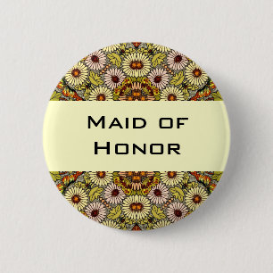 Vintage Wedding, Garden Flowers Floral Butterflies 6 Cm Round Badge