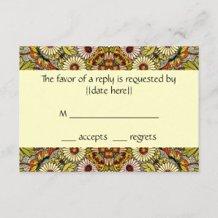 Vintage Wedding, Garden Flowers Floral Butterflies RSVP Card