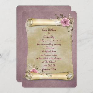 Vintage Wedding Gold Scroll Invitation