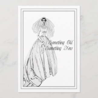 Vintage Wedding Gown Bridal Shower Something Old Invitation