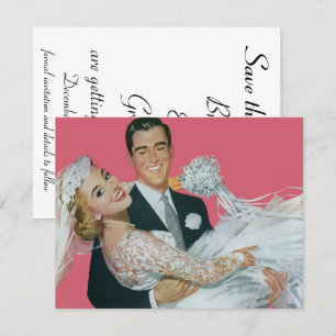 Vintage Wedding Happy Newlyweds, Save the Date! Date