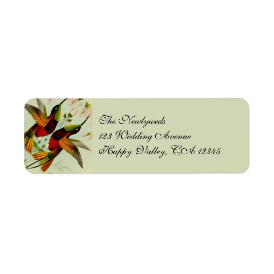 Vintage Wedding, Hummingbirds and Flowers Return Address Label