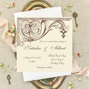 Vintage wedding invitation