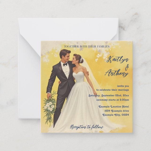 Vintage Wedding Invitation Belle éPoque Style (Front)