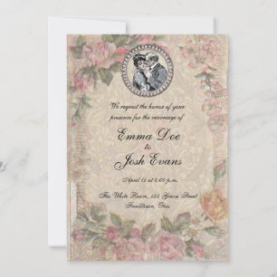 Vintage Wedding Invitation Floral Antique