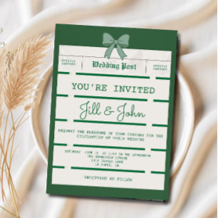 Vintage Wedding Invitation Newspaper with Bow