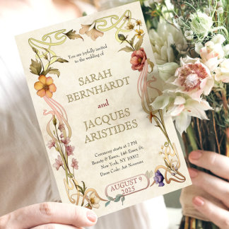 Vintage Wedding Invitations Art Nouveau Deco