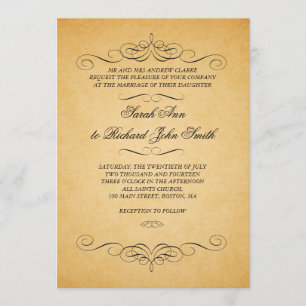 Vintage Wedding Invitations Swirls Flourish