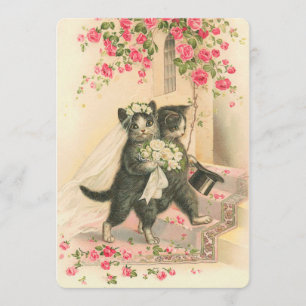 Vintage Wedding Kittens Invitation