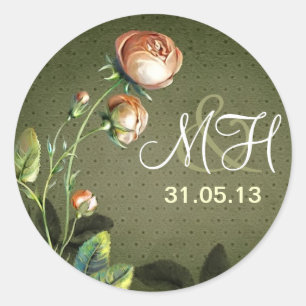vintage wedding love names monogram stickers