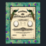 Vintage Wedding Marriage Certificate Modern Design Poster<br><div class="desc">NOTE: You will need to upload your own photographs to replace the stand-in template. If you need assistance, just email us and we're happy to help out. COLOR PALETTE: Dark Teal Blue Green background with tan, brown, cream, peacock blue, purple, green, brown and black. DESIGN COLLECTION: Starting with a vintage...</div>