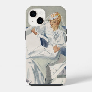Vintage Wedding, Mid Century Modern Art Deco Bride iPhone Case