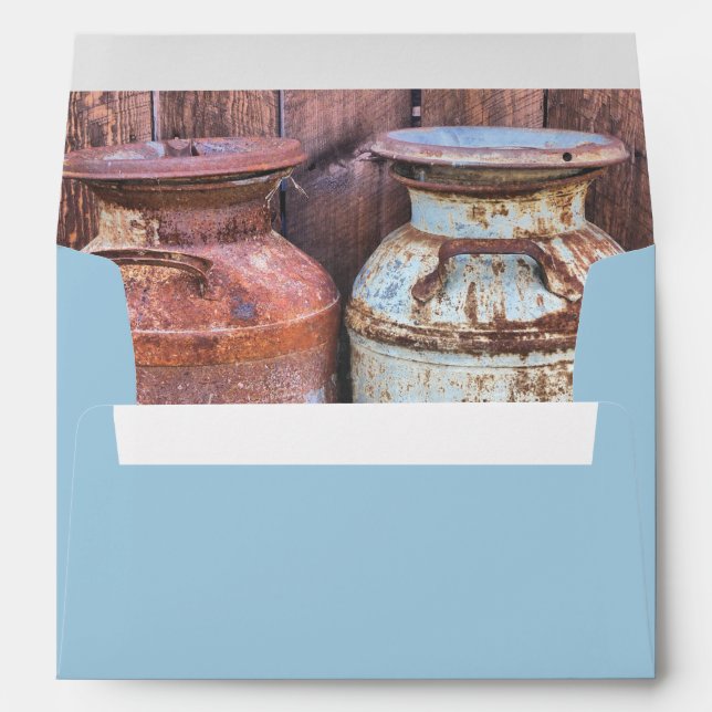 Vintage Wedding Milk Cans Rustic Antique Monogram  Envelope (Back (Bottom))