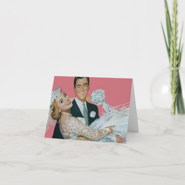 Vintage Wedding Newlyweds, Bride & Groom Thank You Card (Front)