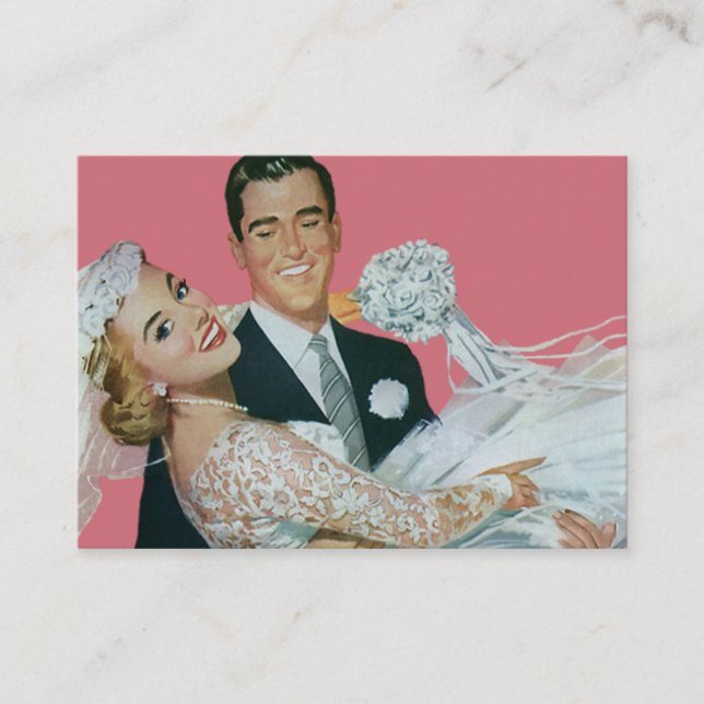 Vintage Wedding Newlyweds, Groom Carrying Bride Business Card (Front)