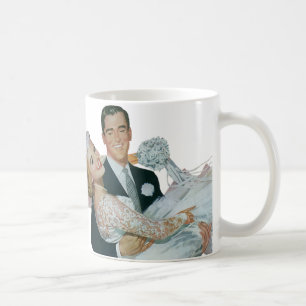 Vintage Wedding Newlyweds, Happy Bride and Groom Coffee Mug