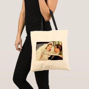 Vintage Wedding Newlyweds, Happy Bride and Groom Tote Bag