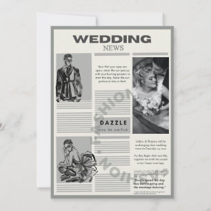 Vintage Wedding newspaper  Invitation