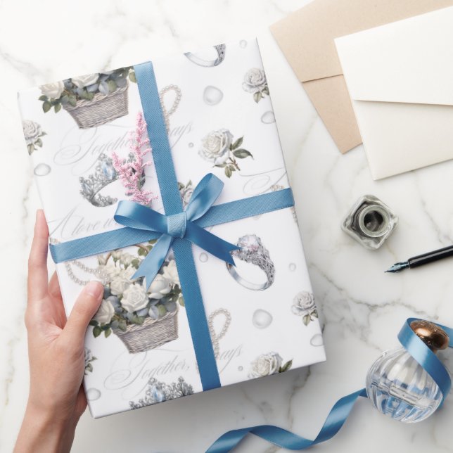 Vintage Wedding Pattern Wrapping Paper Roll (Gifting)