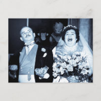 Vintage Wedding Picture Happy Couple Funny Bride