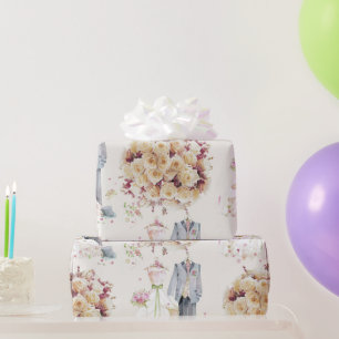 Vintage Wedding - Pink & White- Bouquet Wrapping Paper