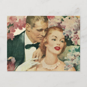 Vintage Wedding Portrait, Retro Bride and Groom Postcard