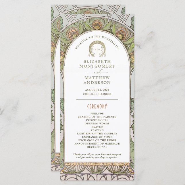 Vintage Wedding Program Art Nouveau by Mucha (Front/Back)