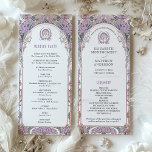 Vintage Wedding Program Ivory, Plum & Gold<br><div class="desc">This elegant wedding program captures the timeless beauty of Art Nouveau with its luxurious floral detailing. Featuring an intricate border of gold and white blossoms with lush green leaves, the design frames the program details in a sophisticated and graceful manner. The front showcases the wedding ceremony timeline, while the back...</div>