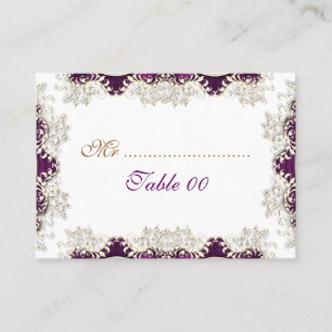 Vintage wedding purple "place cards" place card