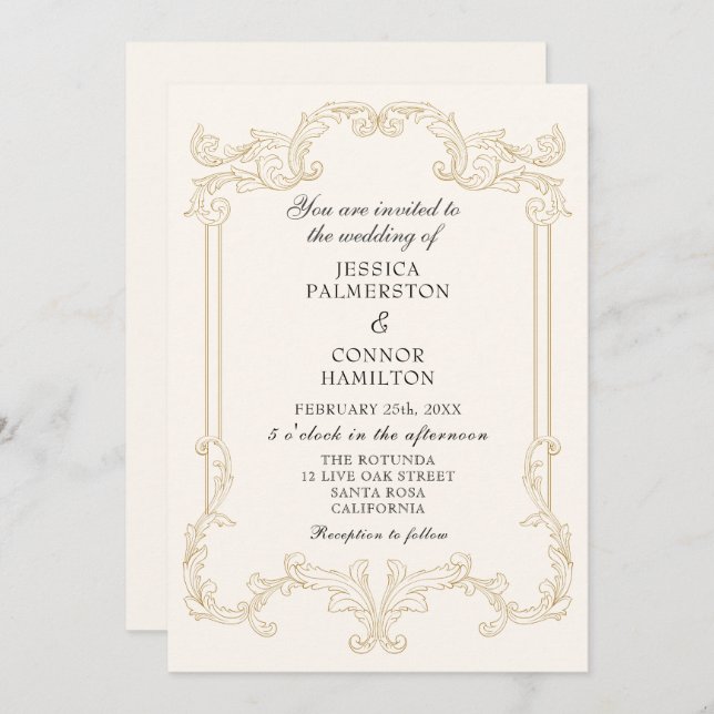 Vintage Wedding Retro blush pink Invitation (Front/Back)