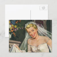 Vintage Wedding, Retro Bride with Flower Girl