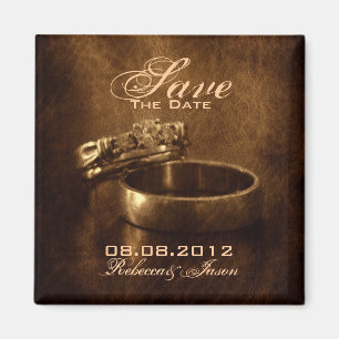 vintage wedding rings rustic wedding save the date magnet
