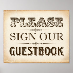 Vintage Wedding SIGN OUR GUESTBOOK Sign Print