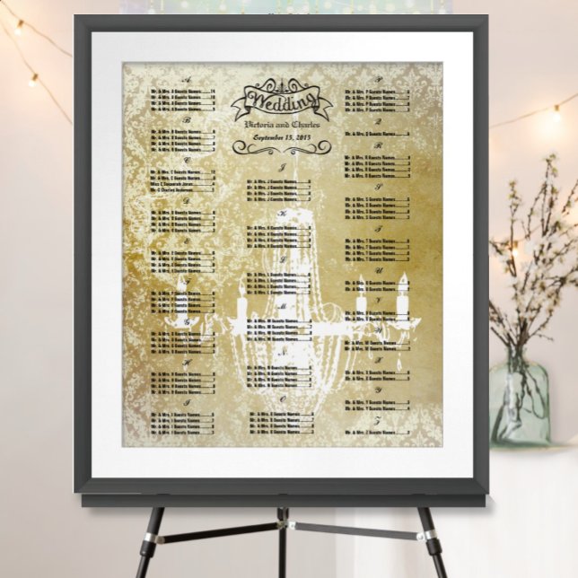 Vintage Wedding Special Event Guest Seating Chart (To see frame pricing, please enter your frame and mat options.)