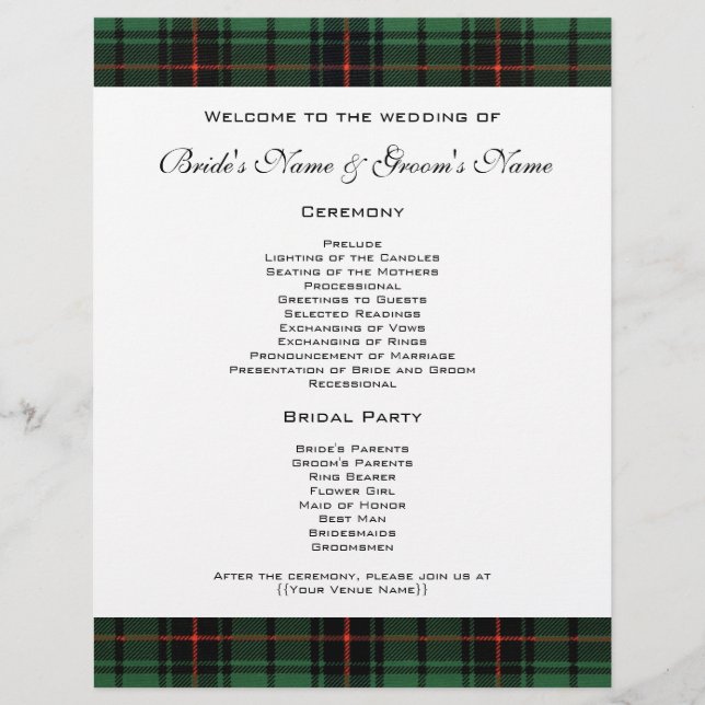 Vintage Wedding, Tartan Davidson Modern Pattern (Front)