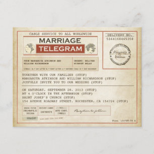 vintage WEDDING telegrams Invitation
