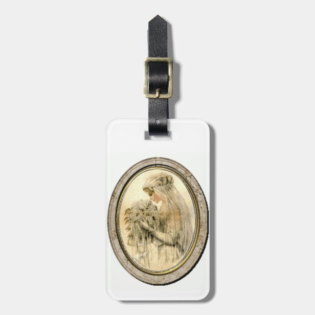 Vintage Wedding Theme Bride Luggage Tag (Front Vertical)