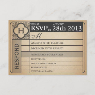Vintage Wedding Ticket III Punchout RSVP Card