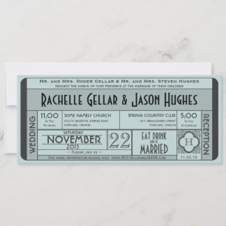 Vintage Wedding Ticket Invitation IV -- 40s era