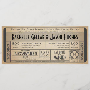 Vintage Wedding Ticket Invitation IV -- 40s era