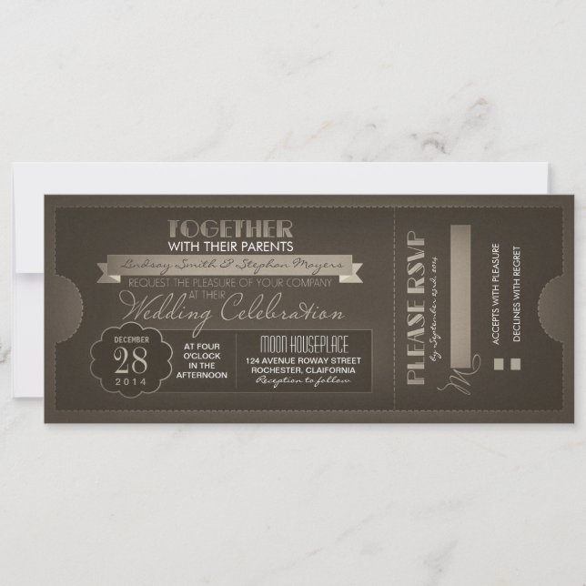 vintage wedding ticket invitations (Front)