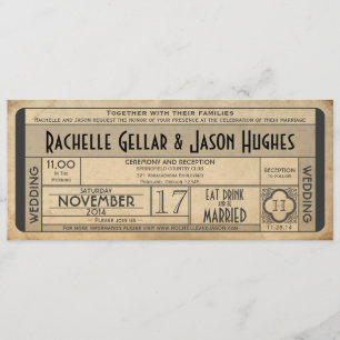 Vintage Wedding Ticket IV- 40's era 2.0 Invitation