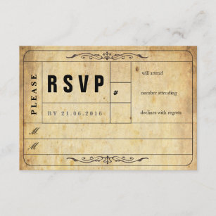 Vintage Wedding Ticket RSVP Card