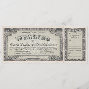 Vintage Wedding Tickets with RSVP Cards v.2