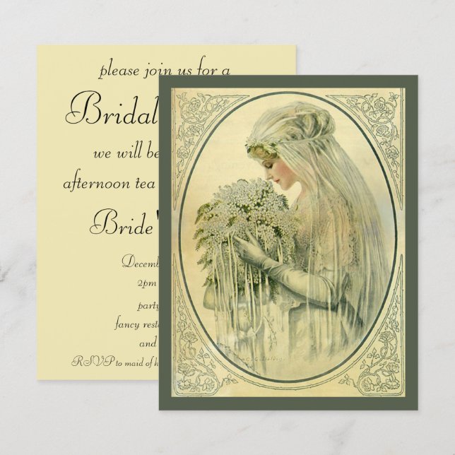 Vintage Wedding, Victorian Bride, Bridal Shower Invitation (Front/Back)