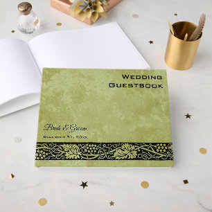 Vintage Wedding, Victorian Grape Vine Leaves Guest Book