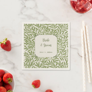 Vintage Wedding, Victorian Willow Leaves Pattern Napkin