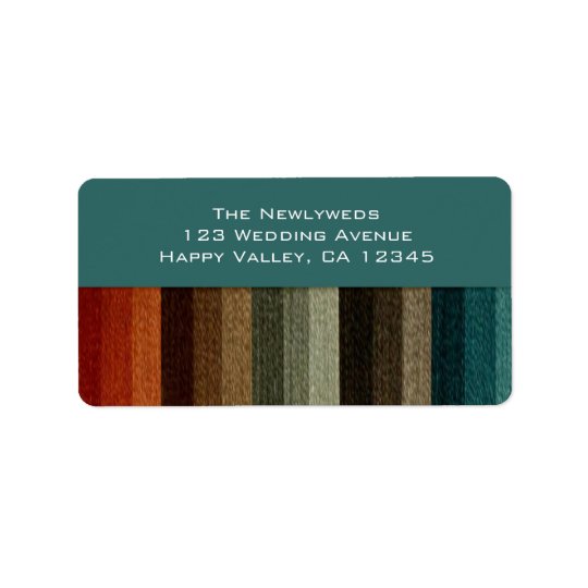 Vintage Wedding, Warm Autumn Stripes Pattern Address Label